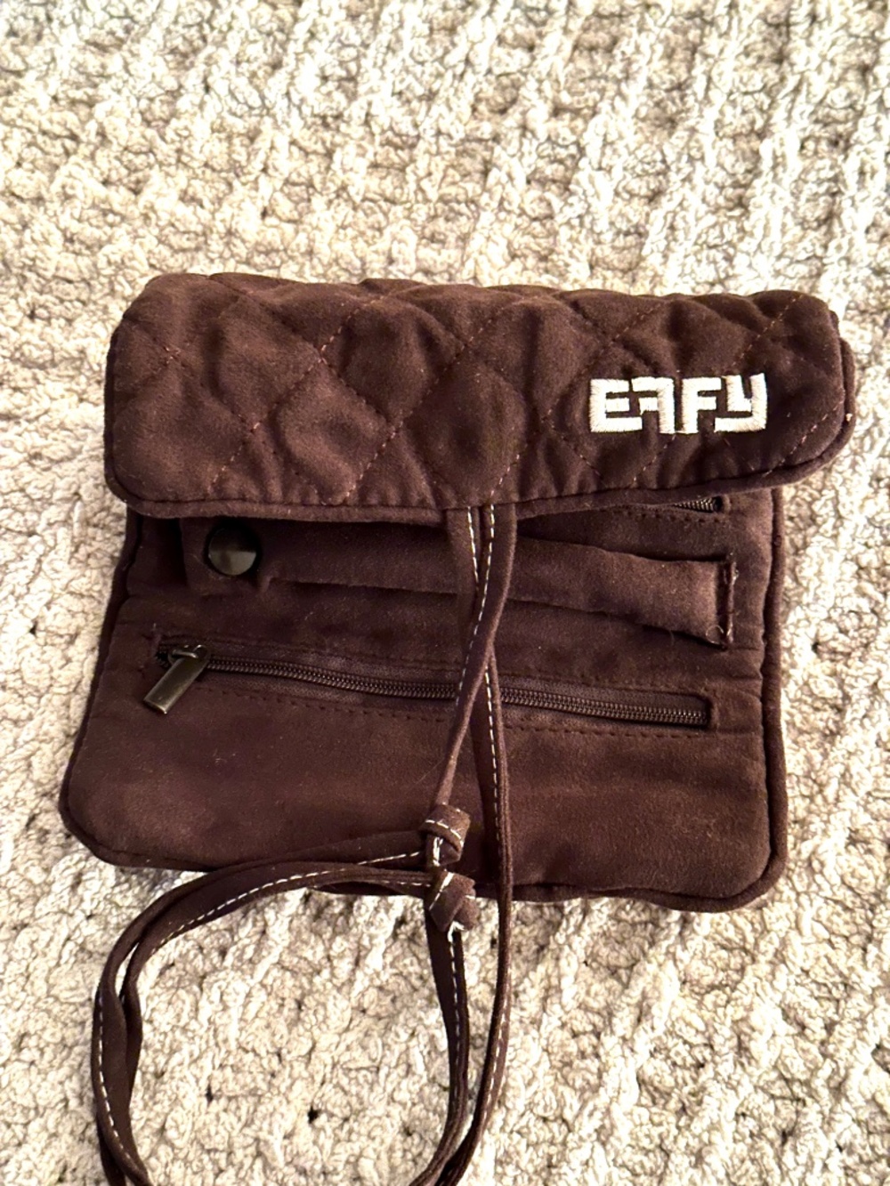Effy Quilted Travel Jewelry Roll Organizer Brown Jewelry Storage Case